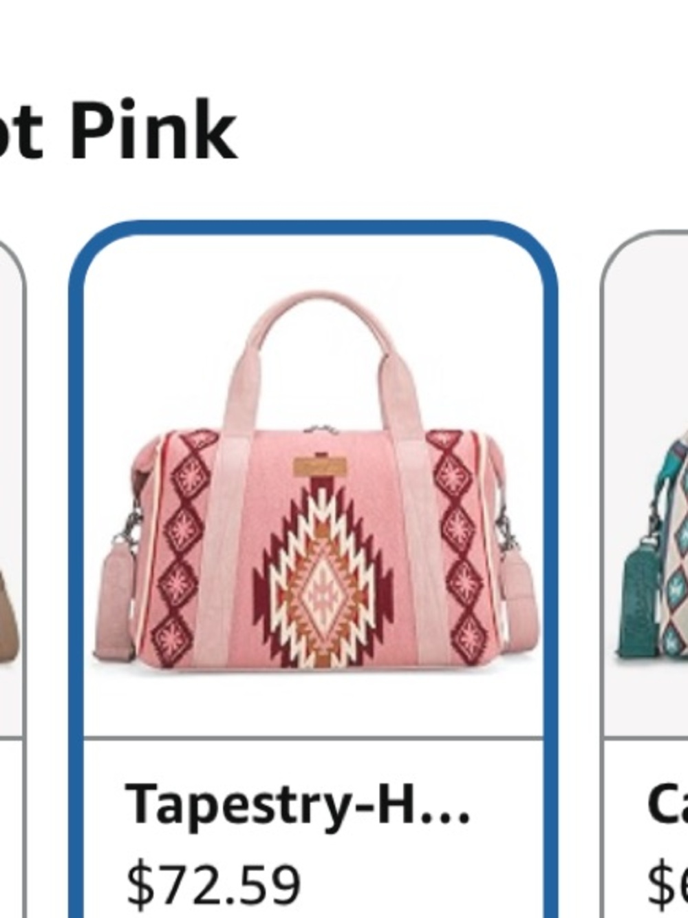 Wrangler Pink Embroidered Weekender Duffel Bag Tote Pink & Brown, vegan